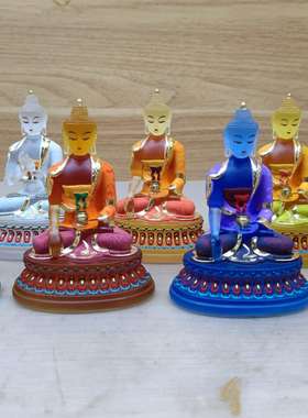 古法琉璃彩绘鎏金如来密宗药师佛