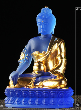 琉璃贴金药师佛佛像摆件佛具用品