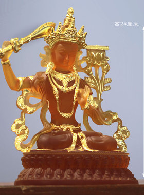 古法琉璃中式摆件文殊菩萨