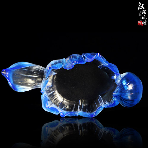 琉璃莲花底座蓝色白色荷花摆件寺庙佛堂供佛药师佛金刚萨埵用品 - 图1