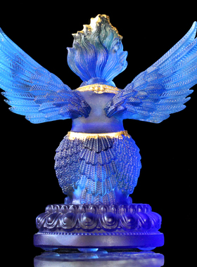 古法琉璃金翅大鹏鸟迦楼罗鸟雷鸟护法泰国佛像佛具工艺品摆件