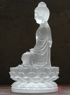 如来白色古法琉璃佛像寺院工艺品