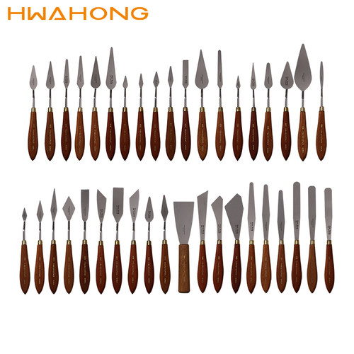 韩国华虹刮刀油画刮刀美术油画刀套装不锈钢水粉铲刀024号油画棒铲001肌理调色刀005造型铲进口Hwahong 抹刀 - 图2