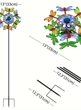 户外大风车摆件金属双面蝴蝶蜻蜓