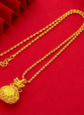 18k镀金色女士镂空福袋吊坠