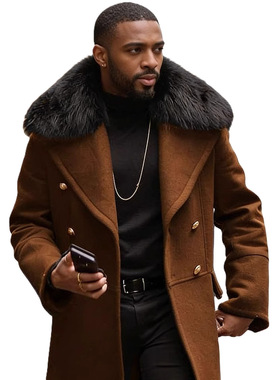 New men's casual woolen coat slim fit double men's coat top