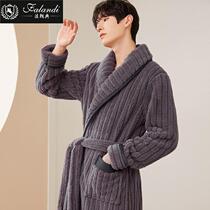 Men Sleeping Robes Winter Style Coral Suede Warm Plus Suede Thickened Bathrobe Lengthened flannel Velvet Season Long Robes Sleeping 1222c