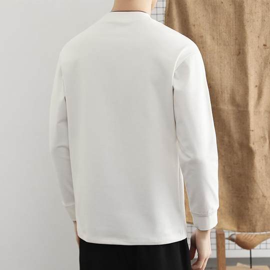 Autumn and winter men's German velvet bottoming shirt season double-sided brushed inner layer thickened warm long-sleeved top loose round 1216k