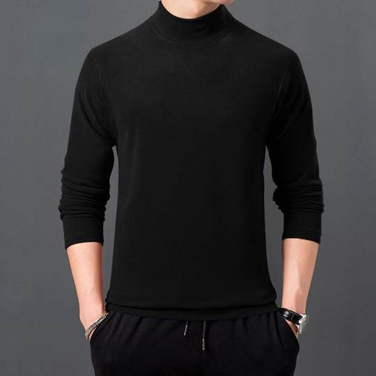 Autumn and winter men's German velvet bottoming shirt khaki half turtleneck men's long-sleeved T-shirt solid color plus warmth 1216k