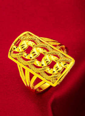 女款大花朵开口戒越南沙金女士大花戒指戒指/指环全新镀金饰品