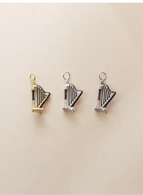 纯银乐器竖琴项链吊坠小提琴电吉他锁骨链单坠子个性架子鼓