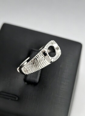 包边蛋面7x9mm 椭圆空托简约素面 个性羽翼翅膀时尚活口戒指女
