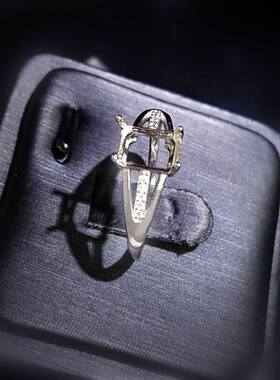 女小众设计不掉色新款 镀银戒指空托 长方倒角4x6 5x7 6x8 7x9 8