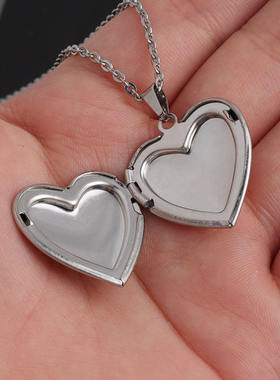 新款 不锈钢桃心像盒形相盒吊坠照片名字爱心相盒项链十字链