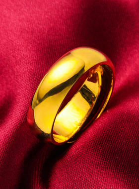 新款 厂家时尚斜纹光面情侣 越南沙金仿黄金镀24k金开口戒指