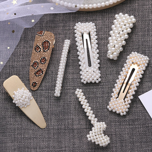 儿童刘海ins仿珍珠金属一字发夹