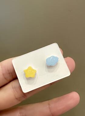 原创星星云朵耳钉简约女小巧百搭清新耳夹仙女多巴胺2025年新款