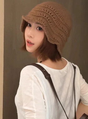 韩版简约氛围感百搭针织渔夫帽女