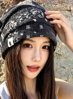 扎染堆堆帽女夏季薄透气百搭