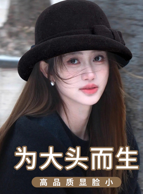 法式赫本风优雅蝴蝶结保暖礼帽女