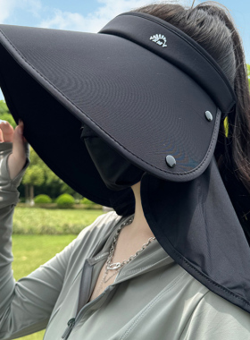 夏季大檐冰丝防晒披肩遮阳帽女