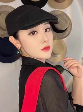 春夏英伦复古棉麻报童前进帽