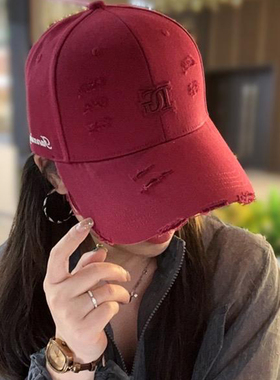 美式复古2026新款破洞棒球帽女