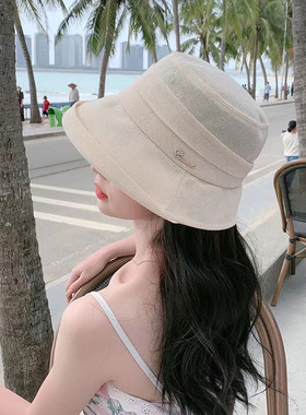 和纸渔夫帽女夏季UPF50+防晒