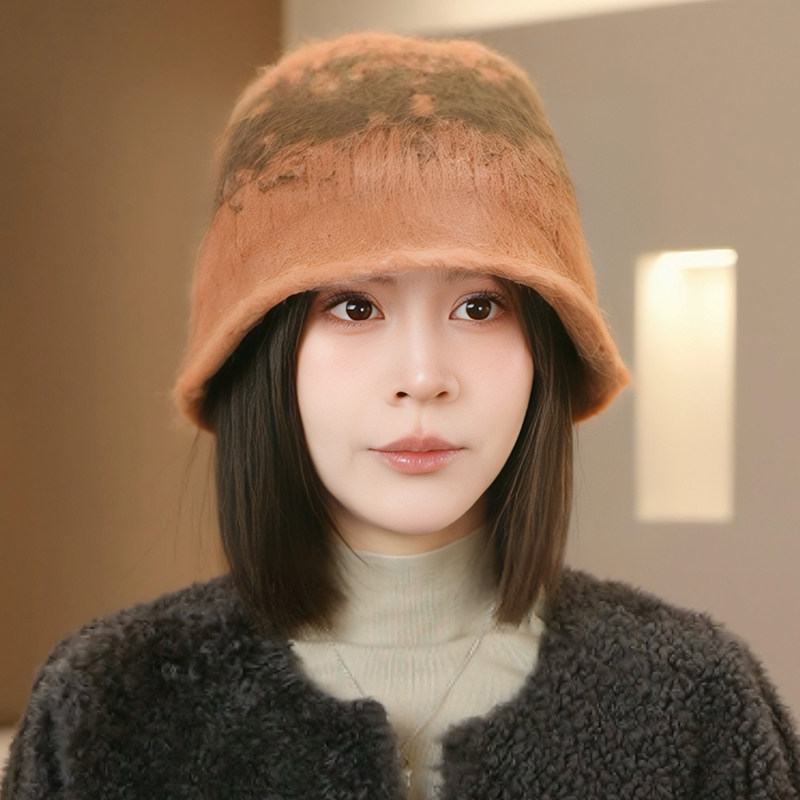 韩版复古拼色提花针织毛线帽子女2025秋冬新款保暖百搭遮脸渔夫帽,淘宝优惠券,粉丝福利购,淘宝优惠卷