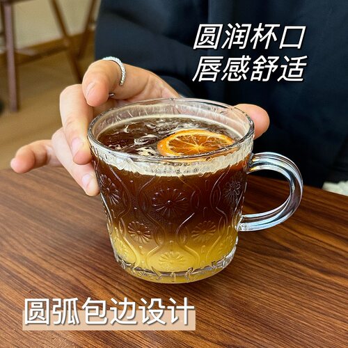 ins风竖条纹水杯玻璃杯牛奶咖啡杯家用泡茶杯办公室杯子女马克杯 - 图1