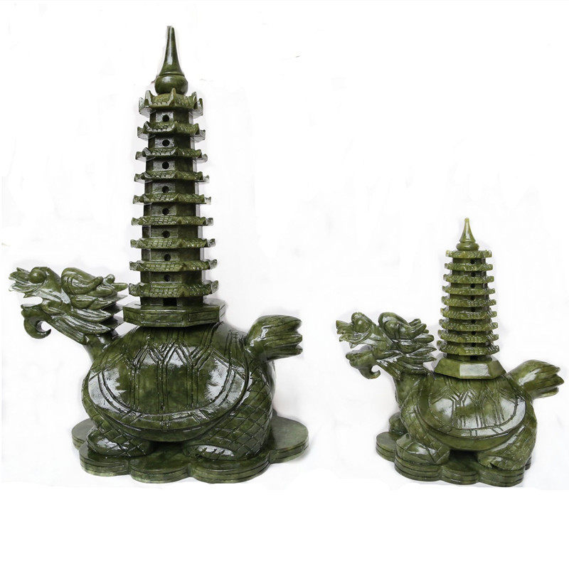 天然玉石龙龟文昌塔摆件九9十三13层客厅桌面办公室工艺品龙头龟