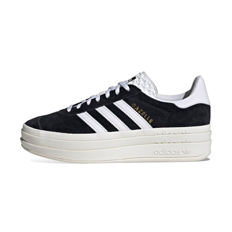 Adidas/三叶草 Gazelle Bold 黑白 女子厚底低帮休闲板鞋 HQ6912 - 图3