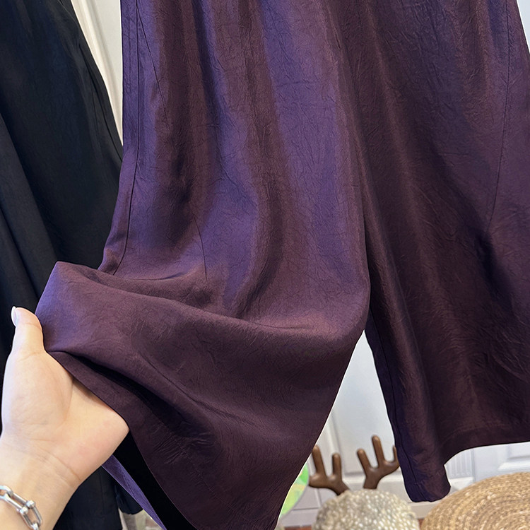 胖mm大码时尚紫色亮光小众高腰松紧休闲裤女遮肉休闲百搭阔腿裤子,淘宝优惠券,粉丝福利购,淘宝优惠卷