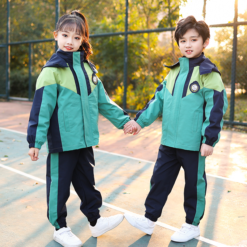 小学生校服幼儿园园服套装三合一冲锋衣儿童班服冬季三件套加厚-图0