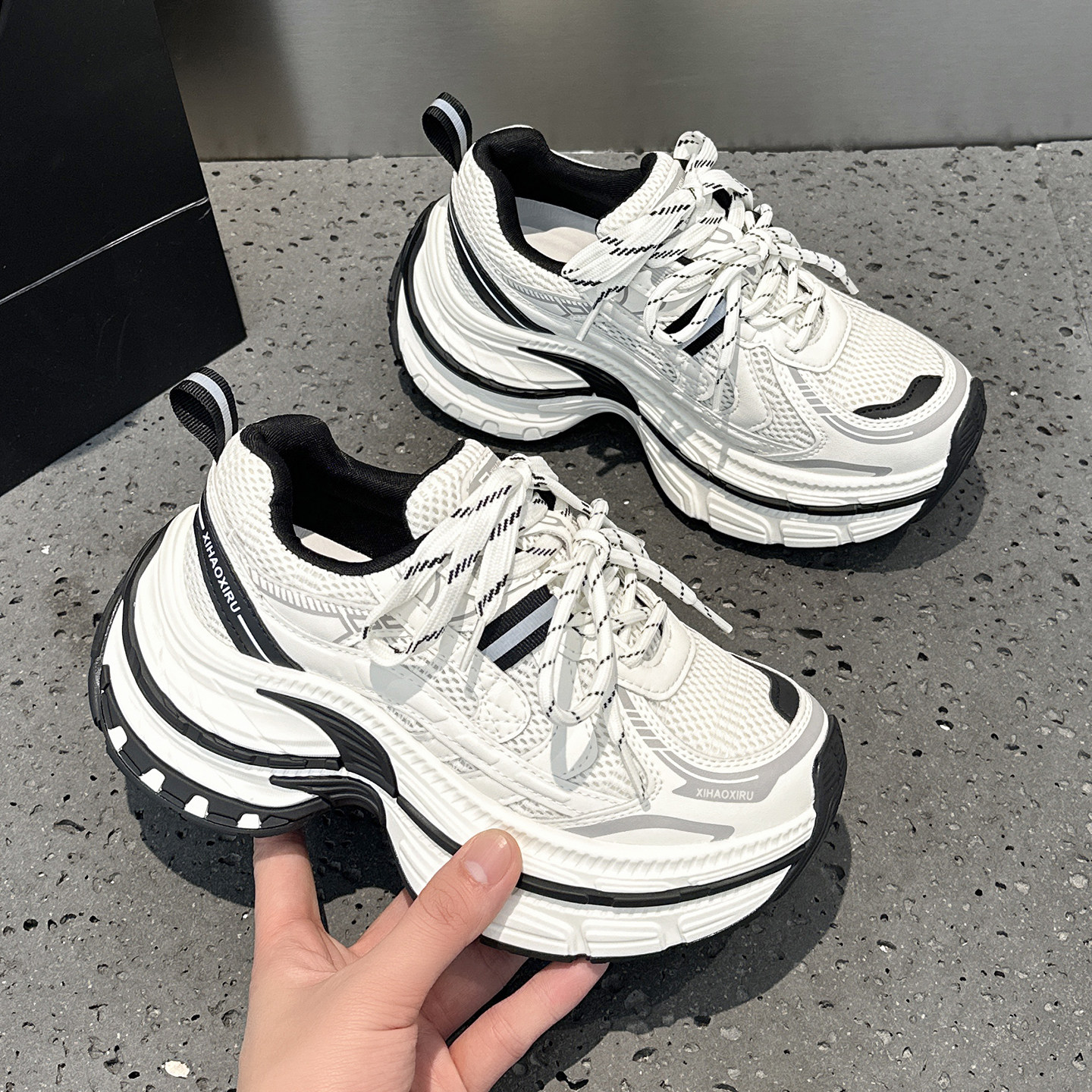 欧洲站复古炸街老爹鞋女2026春季新款厚底增高小个子休闲运动单鞋,淘宝优惠券,粉丝福利购,淘宝优惠卷