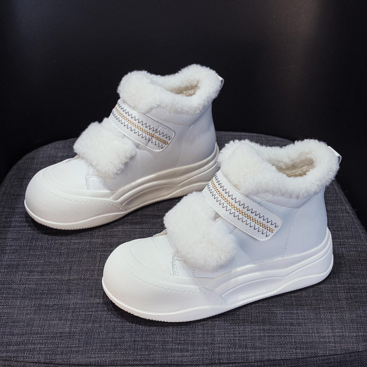 复古大头厚底雪地靴女2025冬季新款保暖内增高加绒高帮休闲毛毛鞋,淘宝优惠券,粉丝福利购,淘宝优惠卷