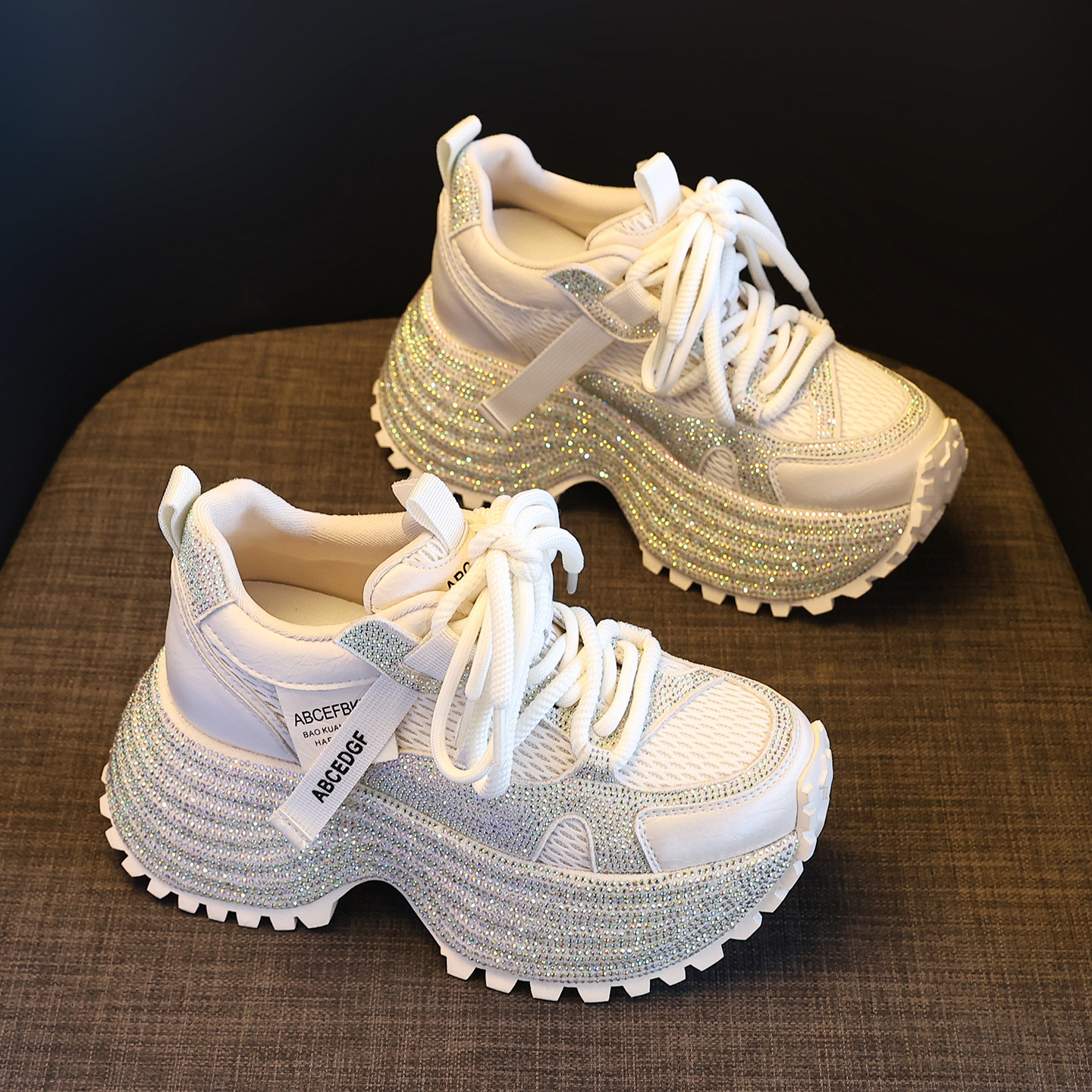 春季时尚内增高老爹鞋女款2026新款洋气水钻高级感厚底运动休闲鞋,淘宝优惠券,粉丝福利购,淘宝优惠卷