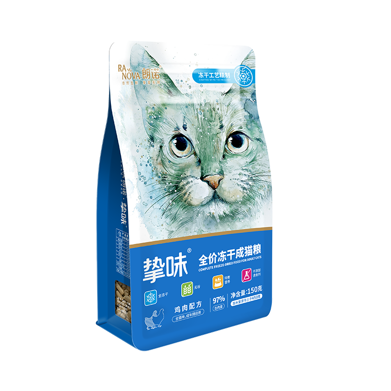 朗诺成猫主粮鸡肉三文鱼兔肉鹌鹑全价主食冻干150g*6袋 - 图1