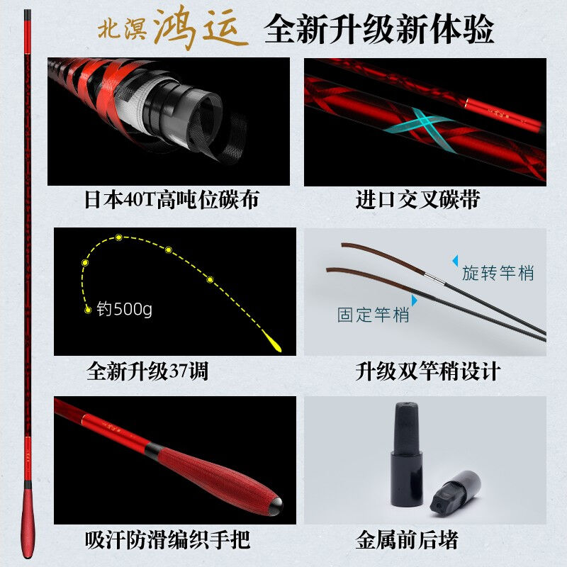 北溟鱼并继竿鲫鱼竿37调超轻钓鱼竿手竿插节鱼杆渔具北溟鸿运并继-图2