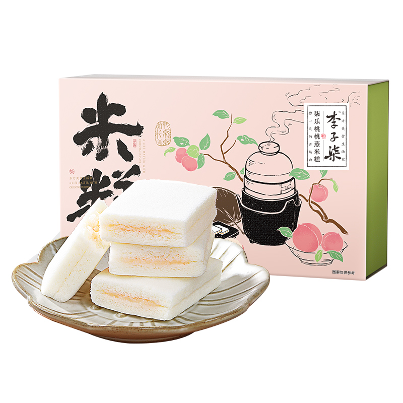 李子柒柒樂桃桃蒸米糕面包零食白桃夾心糕點代餐小吃發糕整盒540g_李子柒旗艦店_零食_堅果_特產