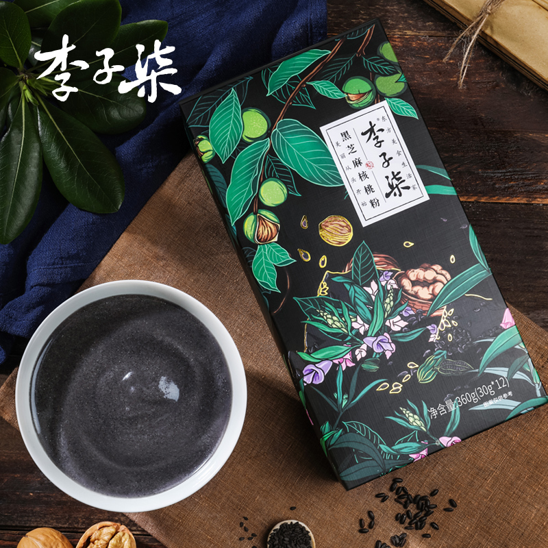 李子柒旗舰店李子柒黑芝麻核桃粉早餐速食无蔗糖黑芝麻糊黑豆粉营养食品360g1