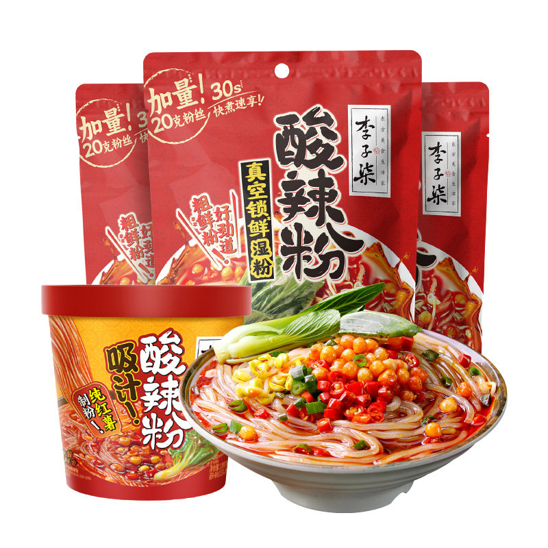 李子柒薯你弹酸辣粉272g*3袋103g*1杯组合四川粉丝方便速食by,淘宝优惠券,粉丝福利购,淘宝优惠卷