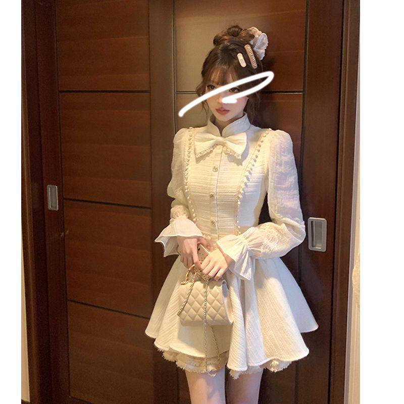 小香风高级感气质蓬蓬裙女秋冬新款掐腰巨好看配大衣立领连衣裙子,淘宝优惠券,粉丝福利购,淘宝优惠卷