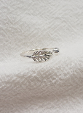 森系小清新树叶戒指女闺蜜时尚叶子羽毛个性食指关节单戒设计感