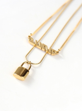 欧美2023年新款双层叠戴项链女锁骨链网红简约ins毛衣链短款气质