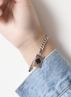 韩国东大门扑克牌黑桃A手链女网红ins小众设计感配饰礼物