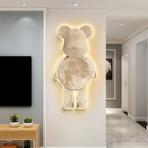 Net Red Violent Bear Living Room Clocks Modern Minimalist Advanced Senses Clock 2023 New Atmospheric Creative Hanging Table Wall Lights