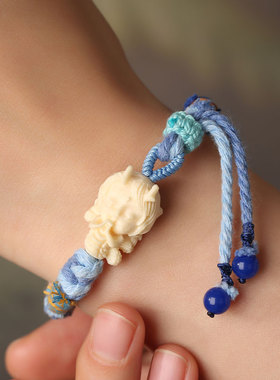 手工编织美人鱼棉线手绳儿童宝宝手链民族风女款礼物成品可爱风