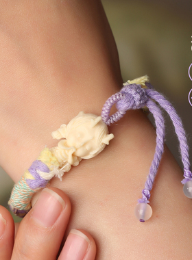 全手工编织宝宝棉线手绳儿童手搓藏式手链女民族风成人手绳可调节