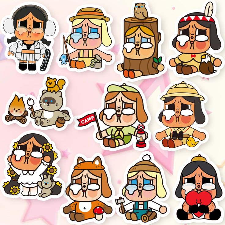 泡泡玛特哭娃飞天小女警CRYBABY可爱防水手机水杯周边行李箱贴纸